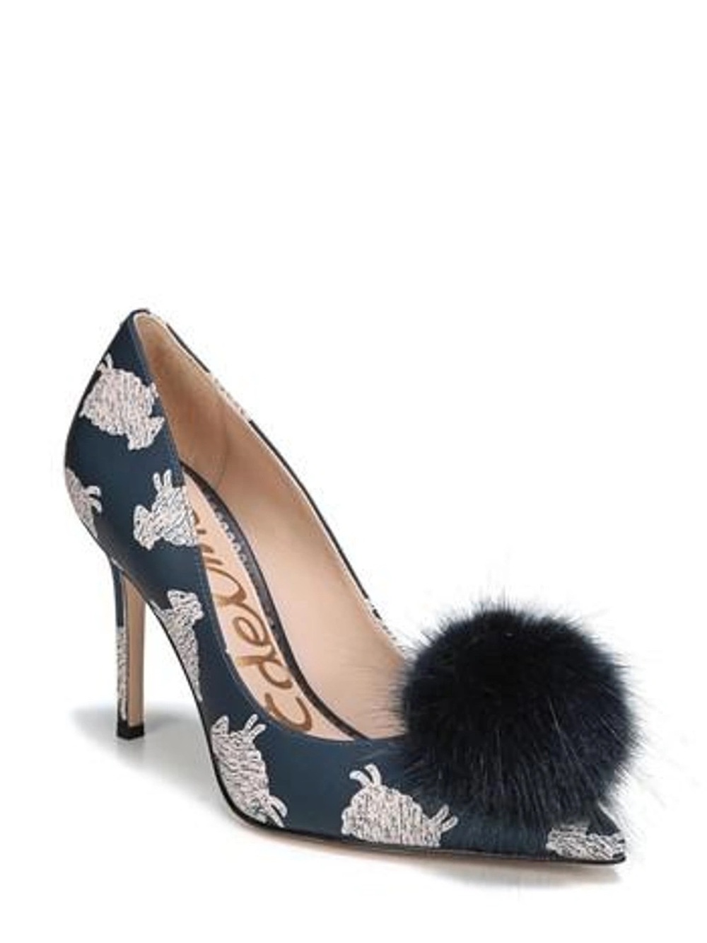 Sam Edelman haroldson' Pompom Sheep Print Leather Pumps In Navy Sheep - 8.5
